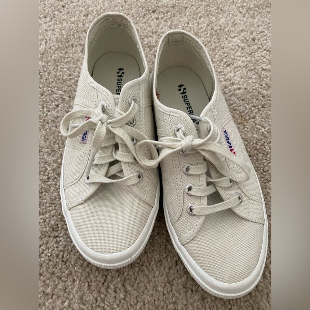 Superga platform canvas cream sneakers